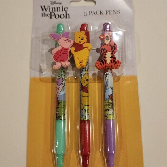 Disney Winnie The Pooh Pen Set of 3 Pooh Tigger Piglet NEW - Picture 2 of 9